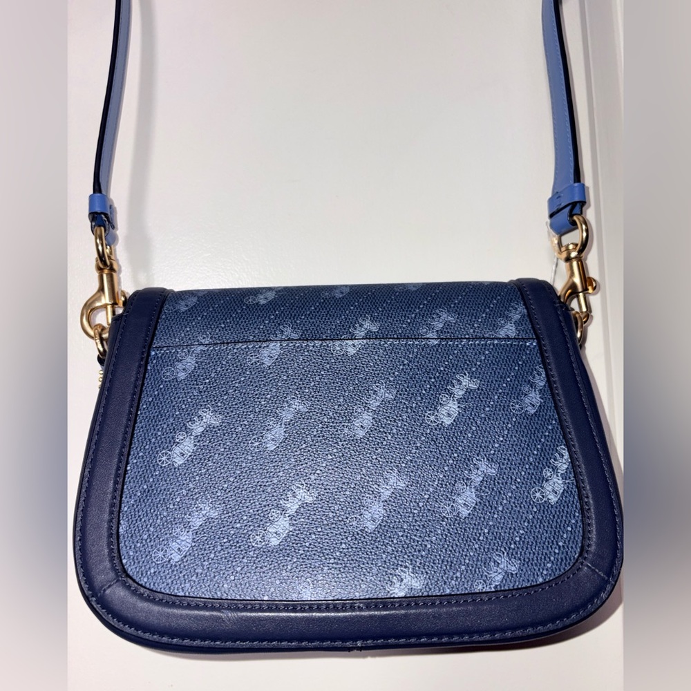 💙 Coach Saddle Bag 20 Signature Canvas & Leather Horse & Carriage C4059 - Picture 5 of 14